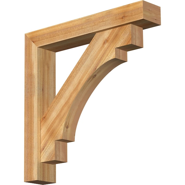 Ekena Millwork Merced Block Rough Sawn Bracket w/ Offset Brace, Western Red Cedar, 6"W x 34"D x 34"H BKT0604X34X34MRC05RWR - main
